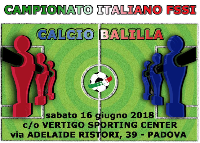 16 Giugno, Padova (PD). Campionato FSSI di Calcio Balilla