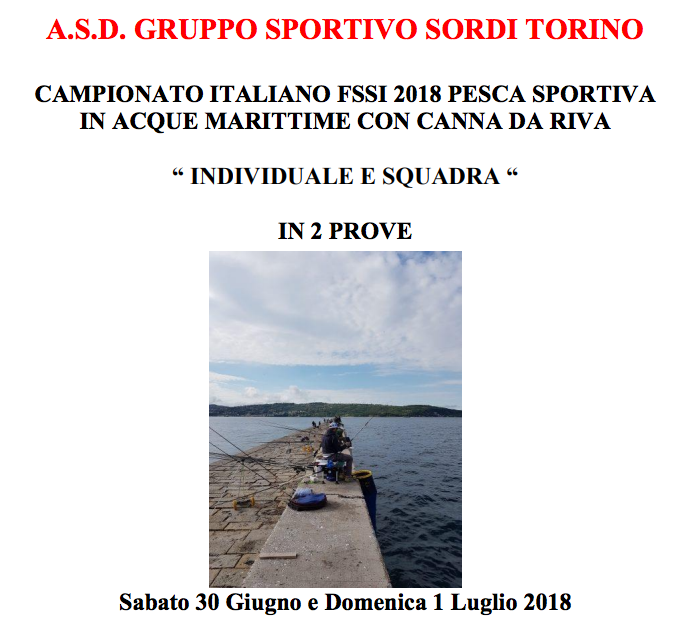 30-1 Luglio, Trieste (TS). Campionato FSSI di Pesca Sportiva “Canna da Riva” 30-1 Luglio, Trieste (TS). Campionato FSSI di Pesca Sportiva “Canna da Riva”