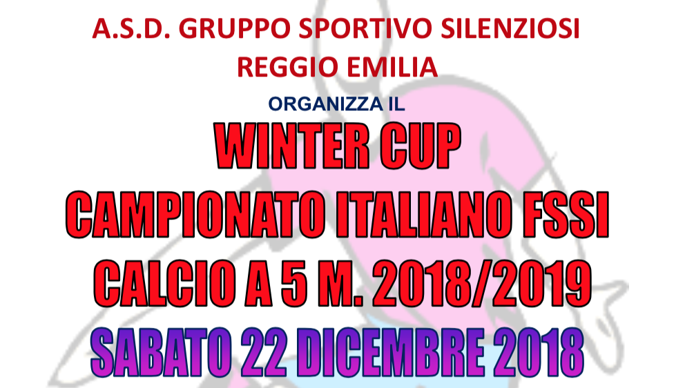 22 Dicembre, Castel Novo di Sotto (RE). Winter Cup FSSI di Calcio A5 22 Dicembre, Castel Novo di Sotto (RE). Winter Cup FSSI di Calcio A5