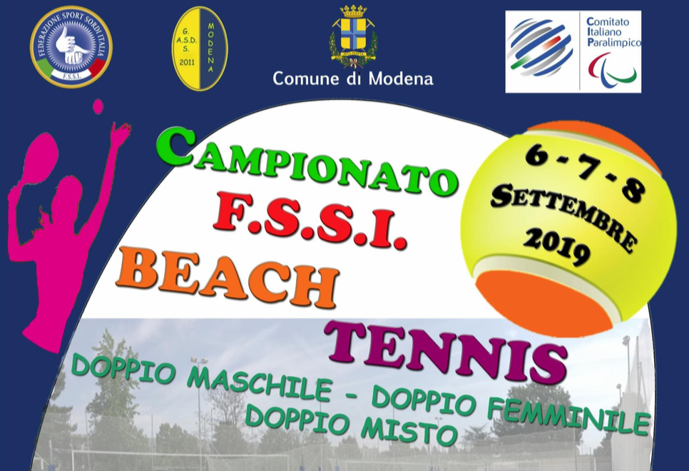 6-8 Settembre, Modena (MO). Campionato FSSI di Beach Tennis M/F