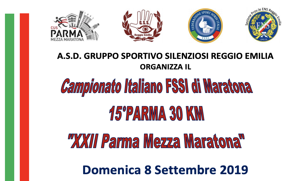 8 Settembre, Parma (PR). Campionato FSSI di Atletica Leggera Maratona 30km 8 Settembre, Parma (PR). Campionato FSSI di Atletica Leggera Maratona 30km