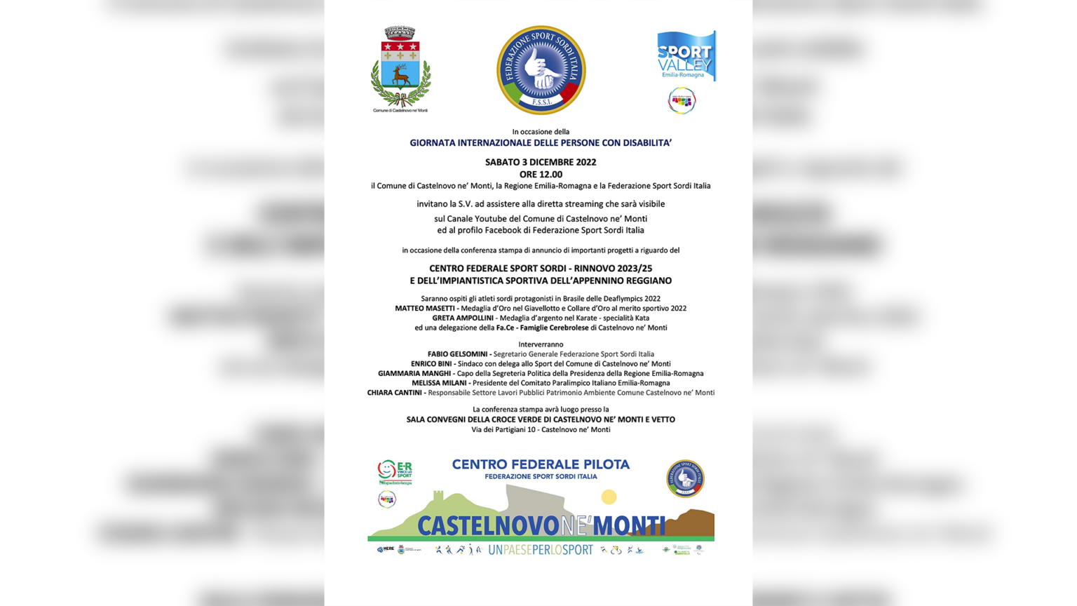 La FSSI chiude l’accordo triennale con il Centro Federale a Castenovo nè Monti