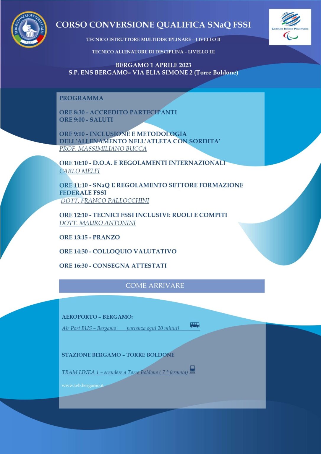Programma Corso Di Qualifica SNaQ FSSI – Bergamo
