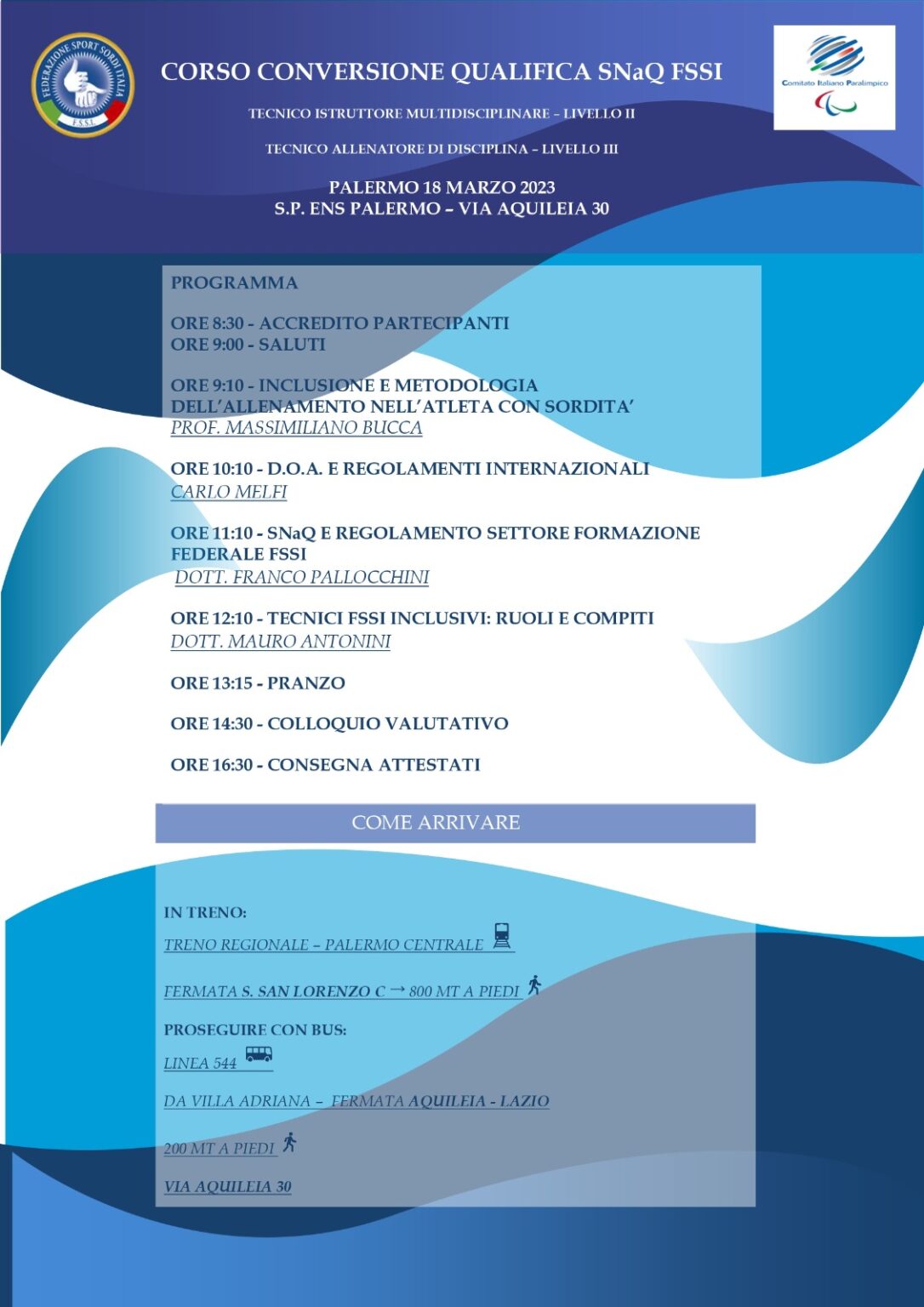 Programma Corso di Qualifica SNaQ FSSI – Palermo