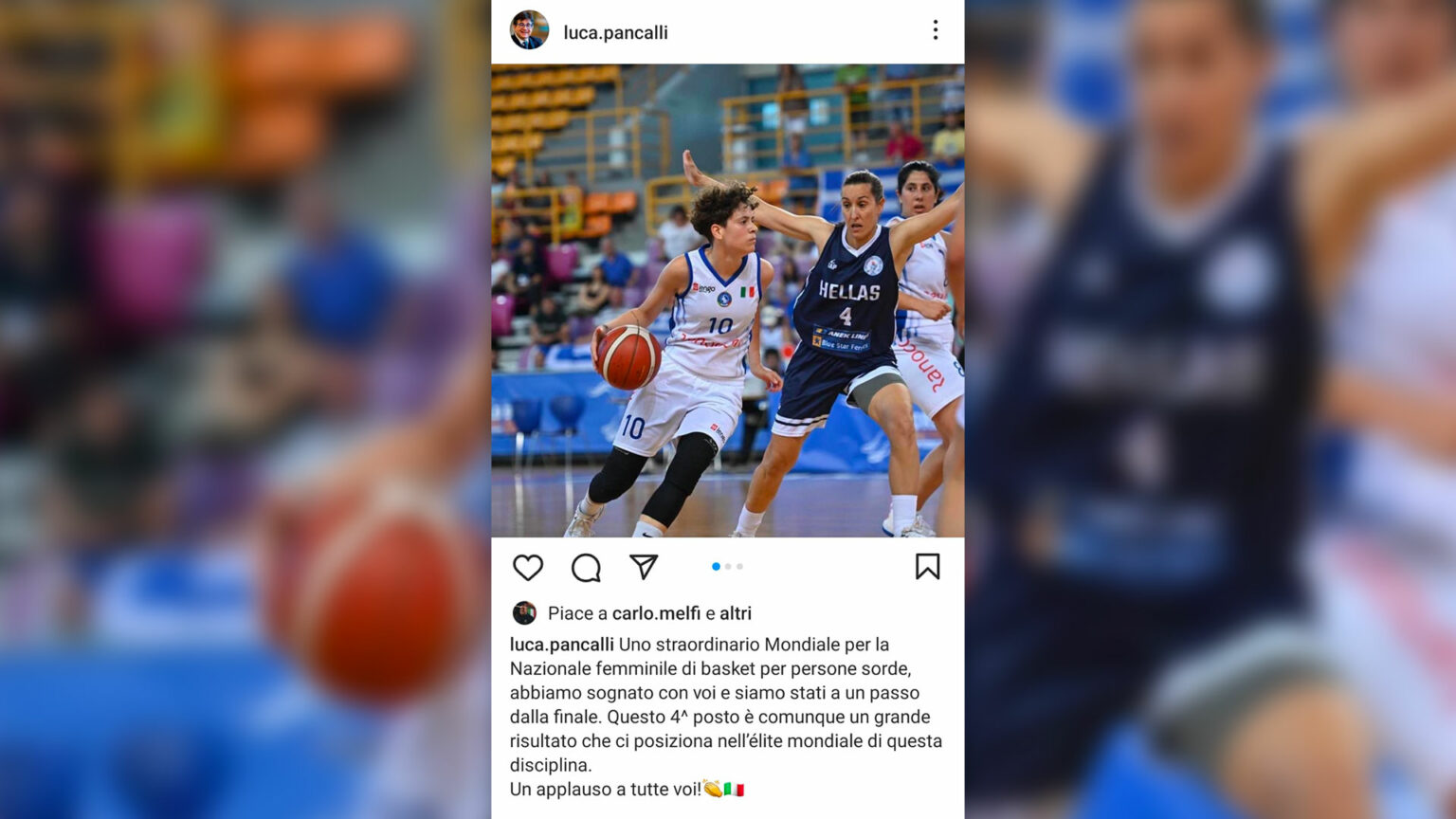 Il presidente del Comitato Italiano Paralimpico Luca Pancalli si congratula con la Nazionale di basket