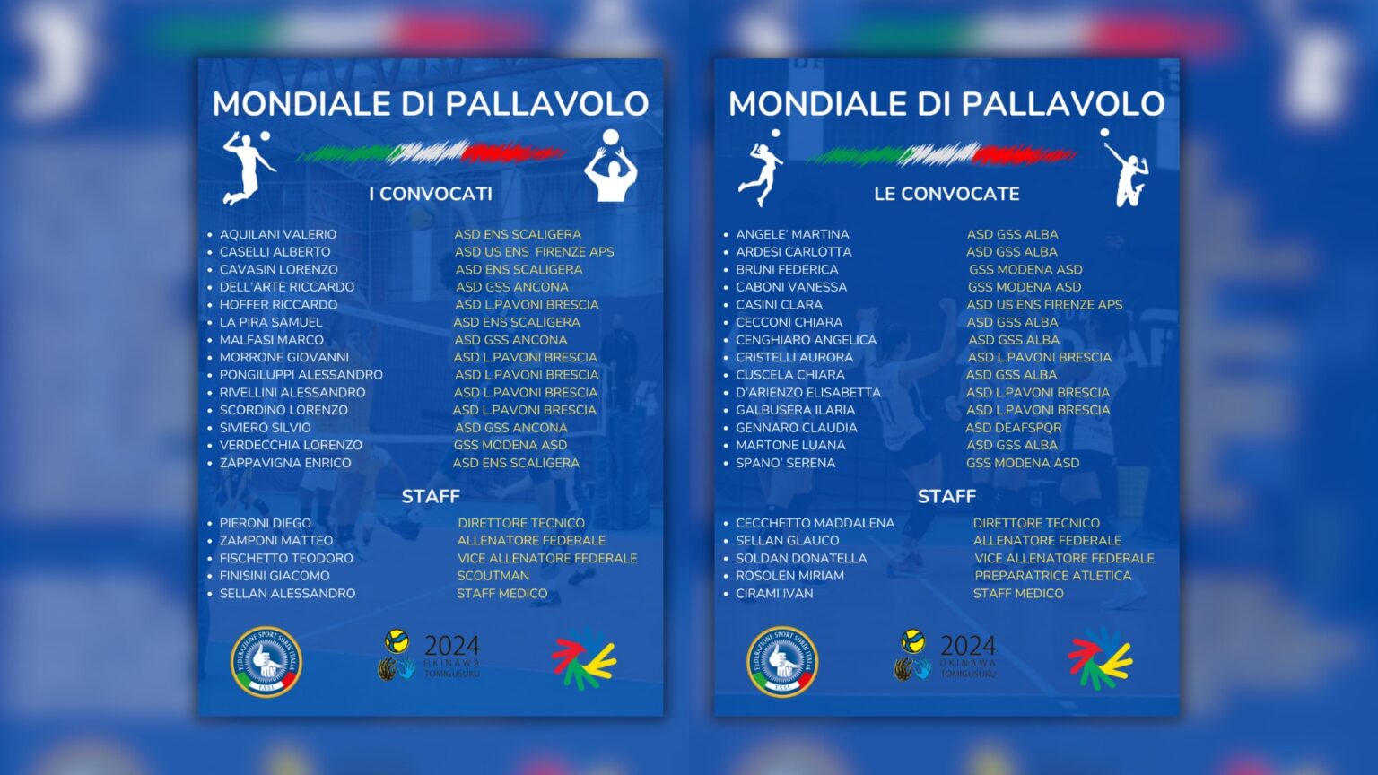 Mondiale di Pallavolo, i convocati azzurri