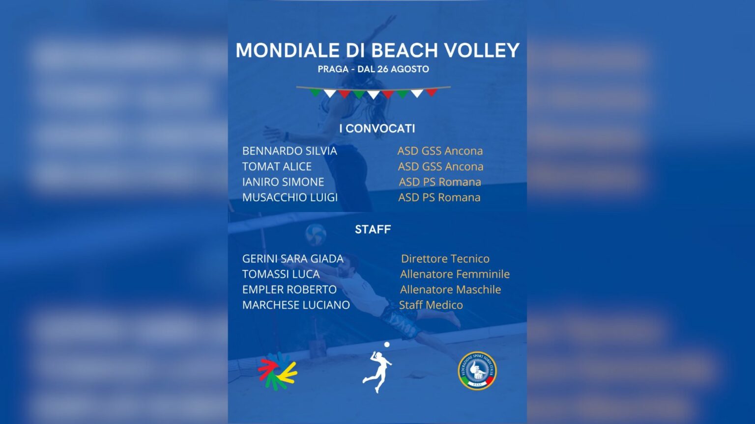 Mondiale di Beach Volley, i convocati ufficiali azzurri