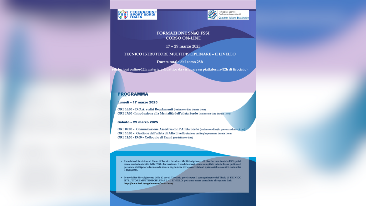 Corso di formazione online Snaq – Tecnico Istruttore Multidisciplinare – II Livello