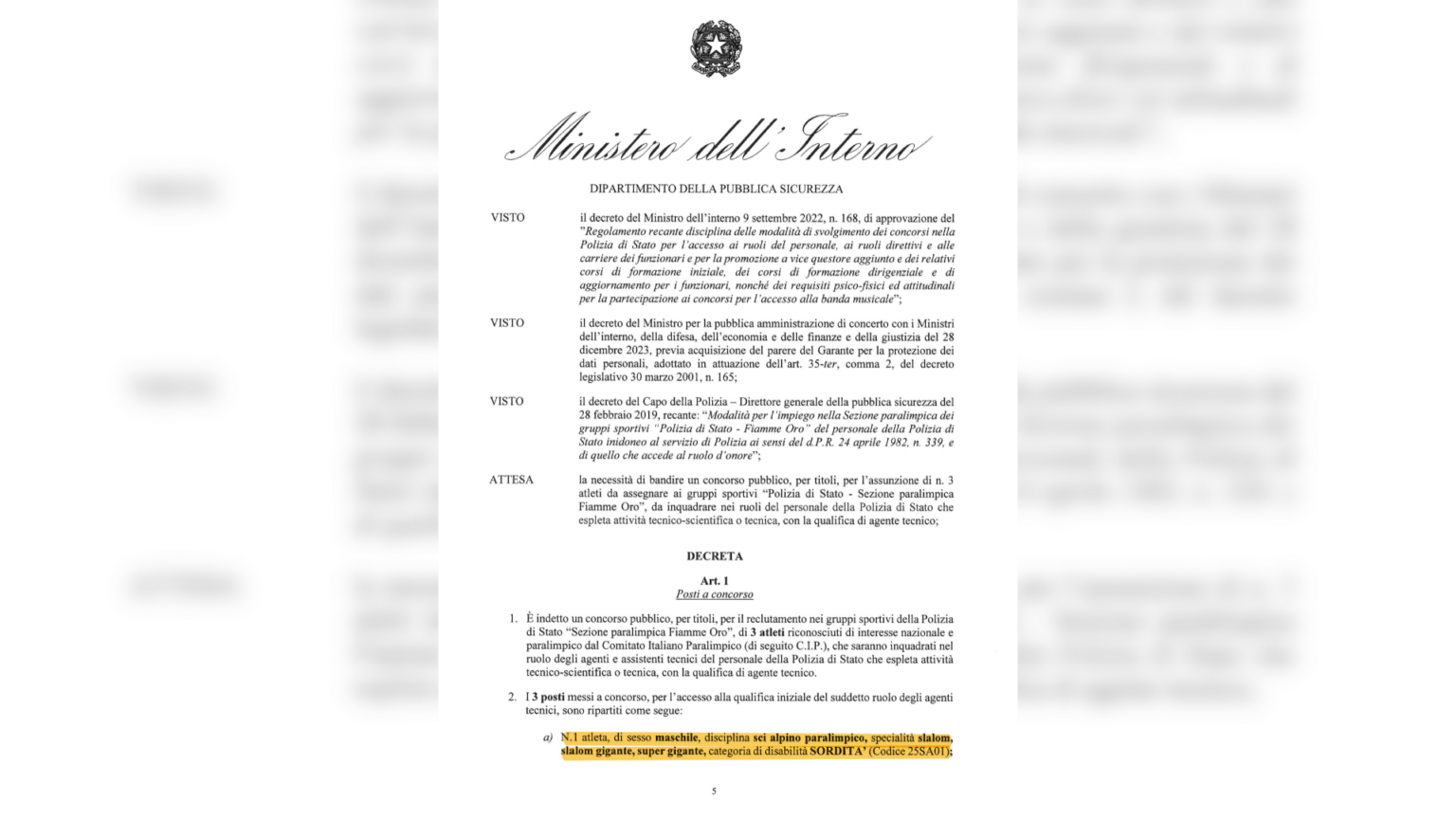 Notizia storica, presto il primo atleta sordo nelle fiamme oro