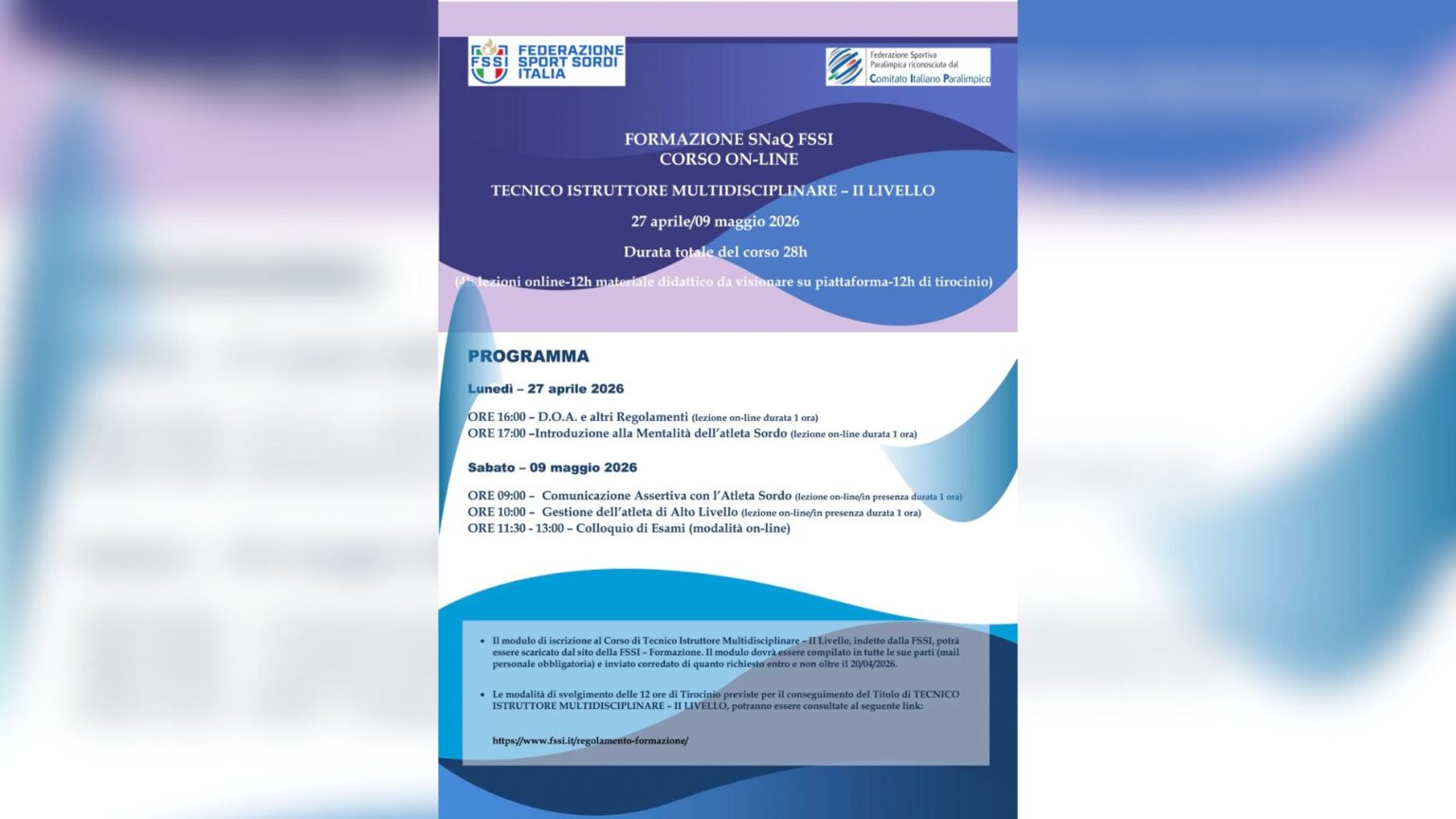 Corso di formazione online Snaq – Tecnico Istruttore Multidisciplinare – II Livello